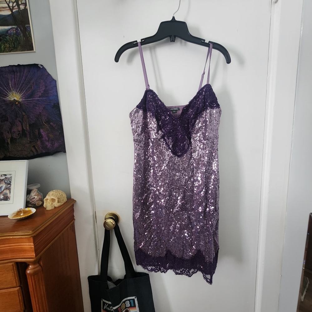 Purple Sequin Lace Dress